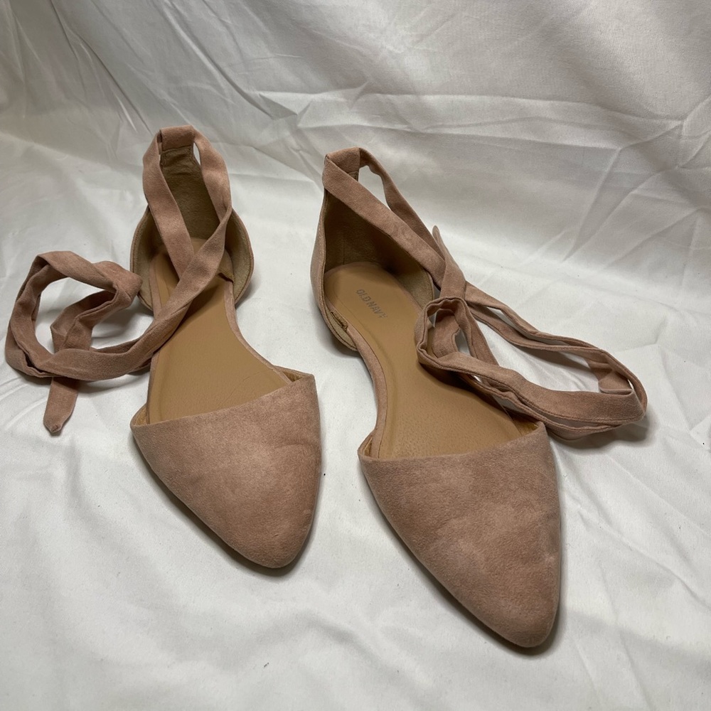 Blush Ballet Flats with Ankle Wrap Ties